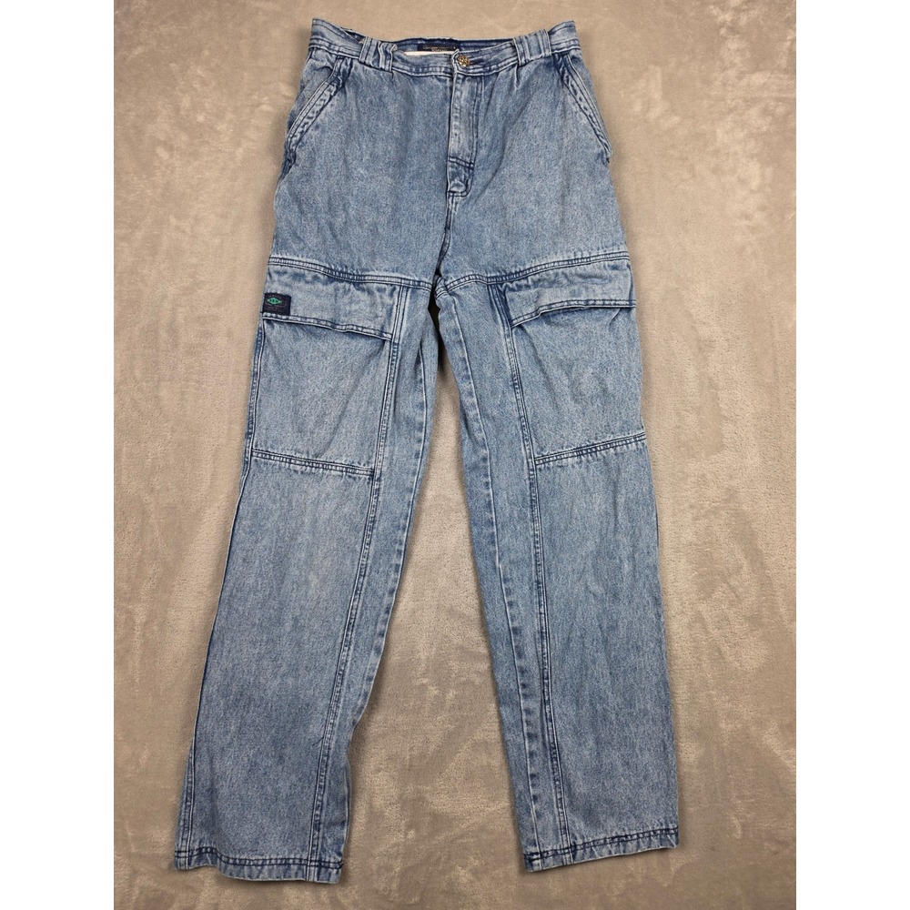 Vintage Bugle Boy Cargo Jeans Mens 30x32 Fit 28x31 Blue Tapered Street Casual